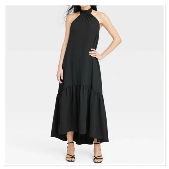 A New Day Black Hi Low Halter Dress - Picture 1 of 2